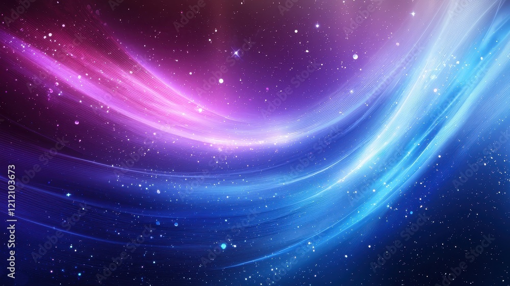 Fototapeta premium Colorful Abstract Background with Waves of Light and Stars Creating a Dreamy Ethereal Universe Effect for Creative Design and Digital Artwork