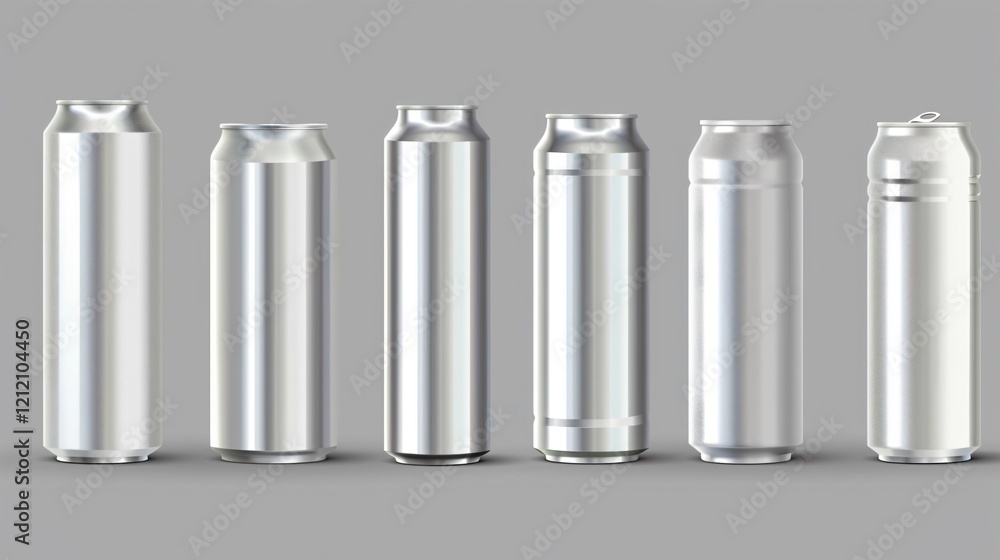 Realistic Aluminum Drink Can Mockup in Silver Design Realistic Aluminum Drink Can Mockup in Silver Design