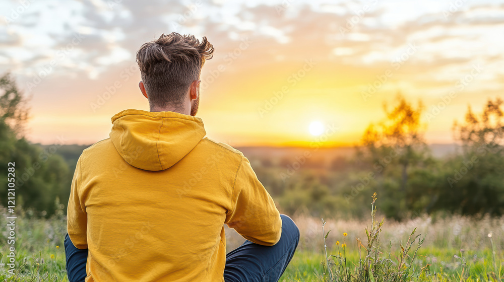 person looking at sunset, reflecting on life in serene moment person looking at sunset, reflecting on life in serene moment