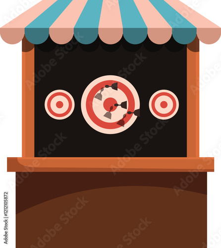 Shooting gallery featuring targets and throwing knives, creating a fun and challenging activity at an amusement park or funfair