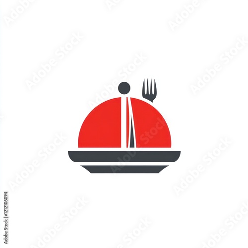 Food service cloche logo design, restaurant icon, plate and fork, vector illustration, logo photo