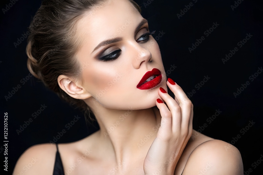 Fototapeta premium Indoor shot of young beautiful woman