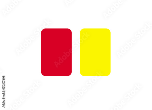 An assortment of soccer cards in yellow, red, and white, arranged to highlight their colorful and distinct appearances