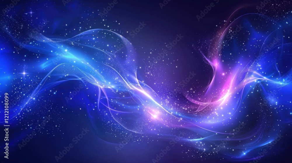 Obraz premium Ethereal Cosmic Background with Colorful Swirls of Light and Stars Perfect for Abstract Art, Technology, and Fantasy Themes