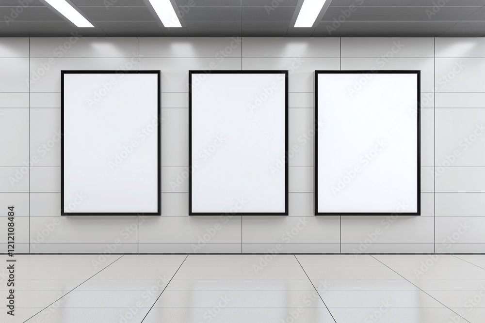Subway station billboard mockup urban environment front view design Subway station billboard mockup urban environment front view design