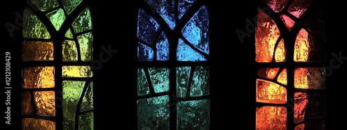 Wallpaper Mural Stained Glass with Beautiful Mosaic Pattern, Colorful Broken Pieces Reflecting Sunlight. A Symbol of Art, Light, and Fractured Beauty, Showcasing Vibrant Colors and Intricate Design. Torontodigital.ca