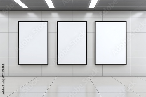Subway station billboard mockup urban environment front view design