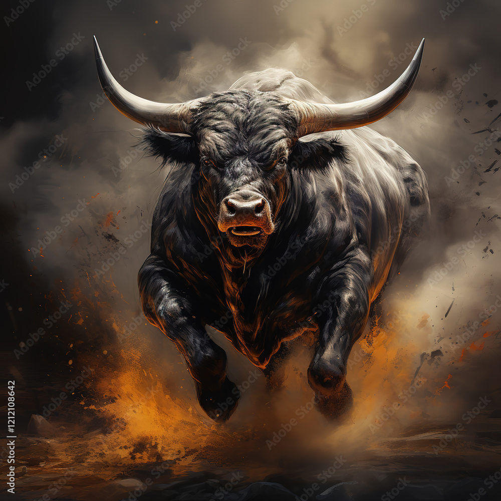 Naklejka premium bull in the desert