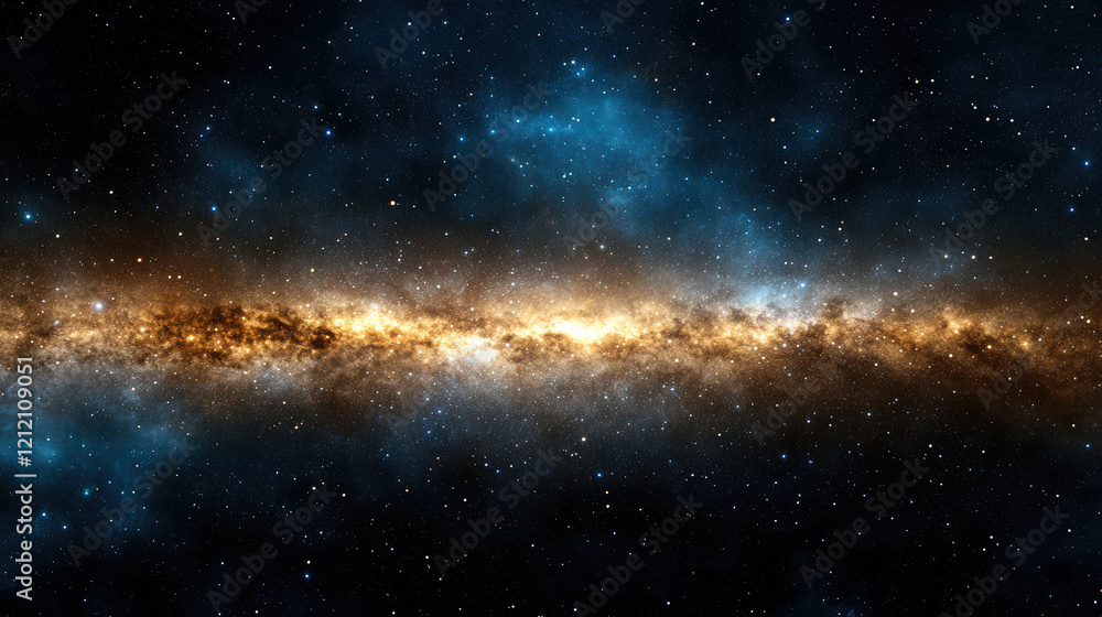 Naklejka premium stunning galaxy with bright core and surrounding stars in space