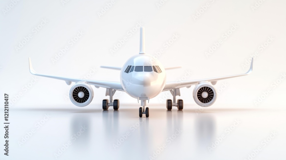 Fototapeta premium Isolated White Airplane on White Background. Generative AI