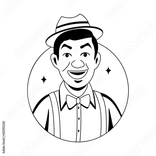 A glyph illustration of mexican cantinflas character  photo