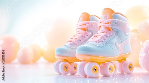 Pastel Retro Roller Skates. Generative AI photo