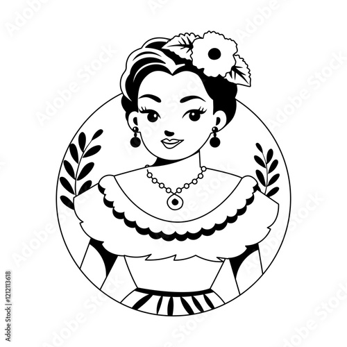 A glyph illustration of beautiful mexican actress