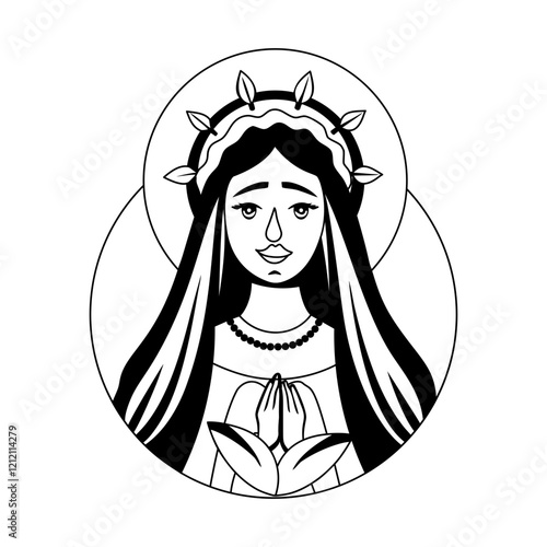 A glyph illustration of mexican blessed woman character 