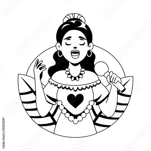 A glyph illustration of mexican woman singer 