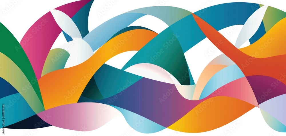 Obraz premium Abstract arrangement of colorful bunny shapes, emphasizing simplicity and charm in a cheerful springtime design