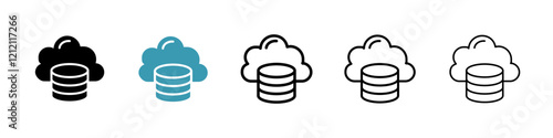 Cloud server icons pack in black and blue colors