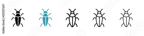 Cockroach icons pack in black and blue colors