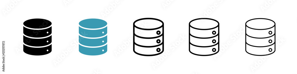 Cylinder database icons pack in black and blue colors