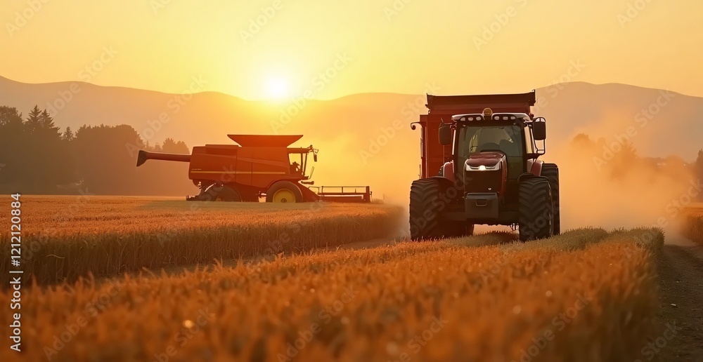 Fototapeta premium combine harvester working in the field