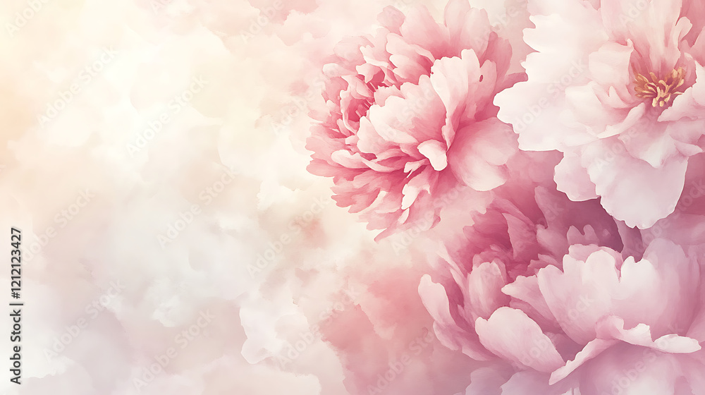 Soft pink peonies in a dreamy, blurred background. Soft pink peonies in a dreamy, blurred background.
