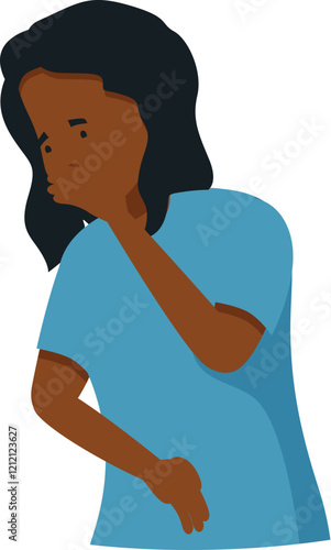 Young african american woman feeling unwell, suffering from nausea and abdominal pain