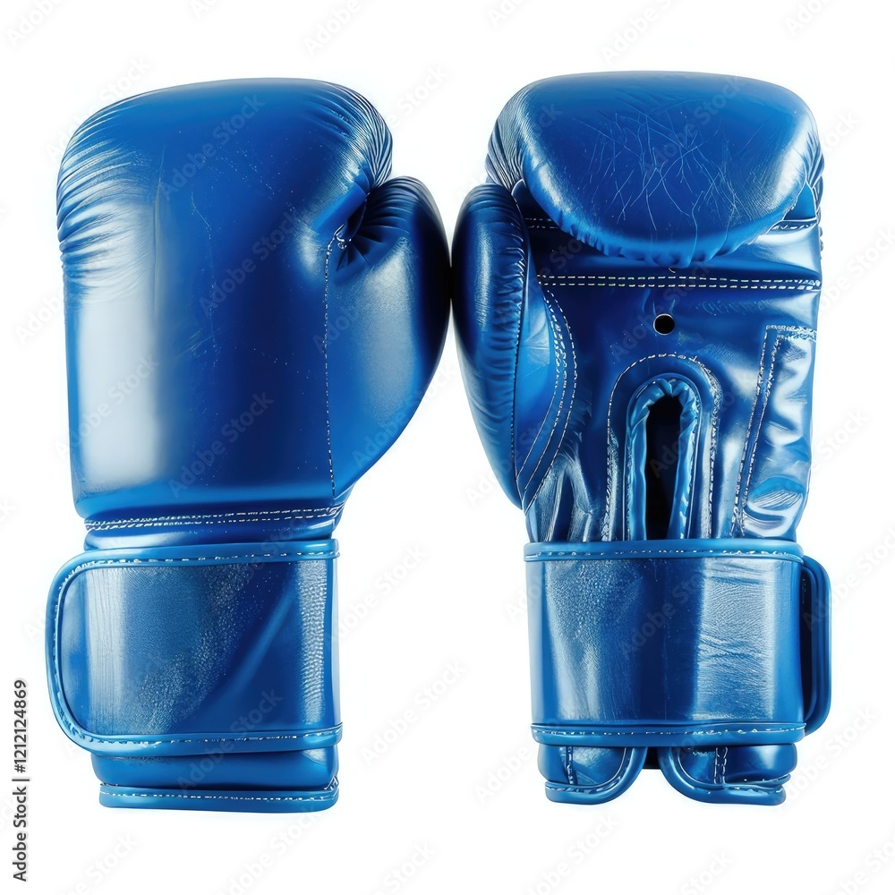 A pair of blue boxing gloves designed for training and competition. isolated on white background A pair of blue boxing gloves designed for training and competition. isolated on white background