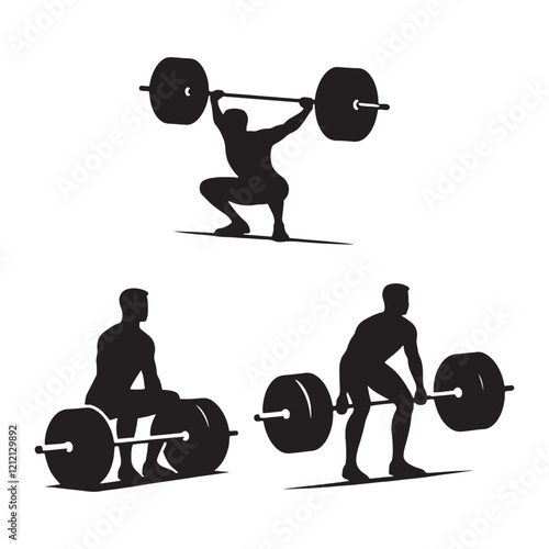 Compact set of man lifting silhouette digital art for versatile projects - man lifting vector set - man lifting illustrations set - weight lift silhouette set
