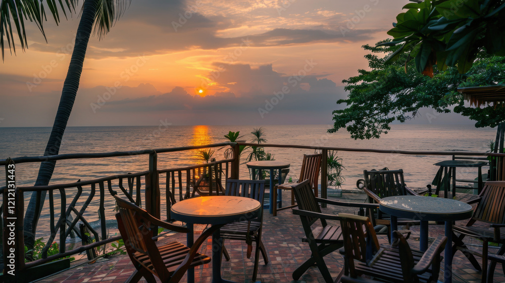 Fototapeta premium tropical sunset beach resort