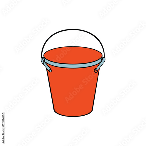 red bucket isolated on white vector illustration