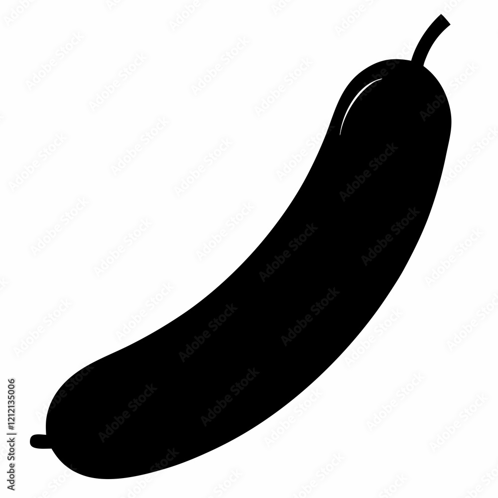 Stylized Cucumber Outline in Black Vector Stylized Cucumber Outline in Black Vector