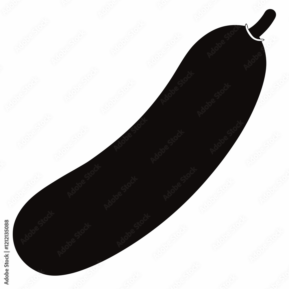 Stylized Cucumber Outline in Black Vector Stylized Cucumber Outline in Black Vector