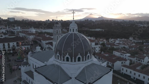 A picturesque view of Cayalá, an upscale district in Guatemala City, featuring stylish buildings, pedestrian-friendly streets, and modern design. photo