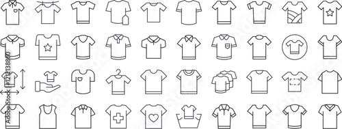 Pack of T Shirt Thin Icons. Editable Stroke. Perfect for Web Sites, Books, Cards, Apps
