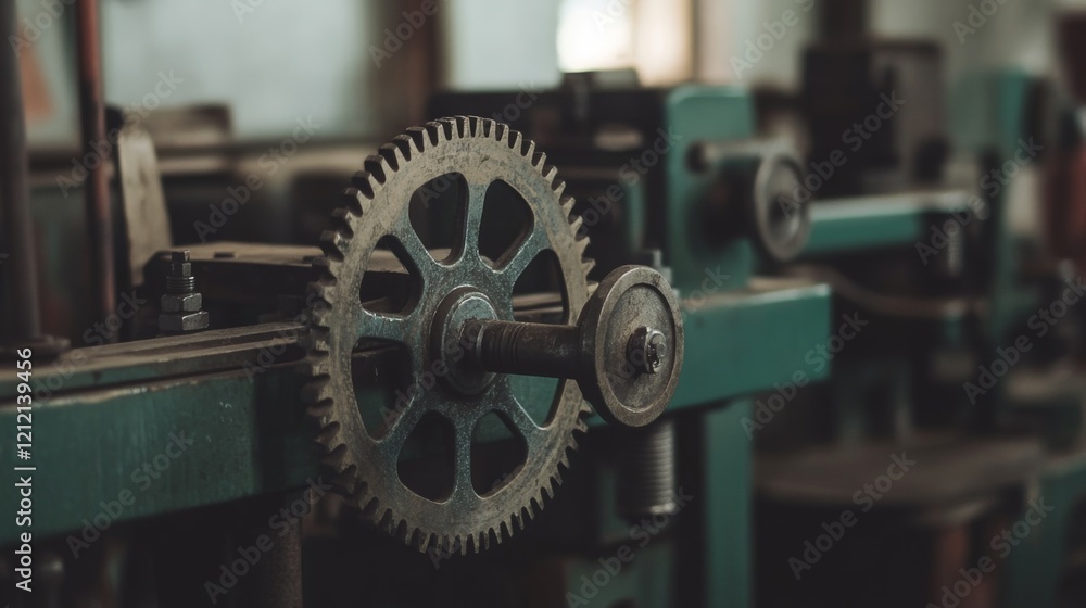 Close-up of a rusty gear on old machinery. Close-up of a rusty gear on old machinery.