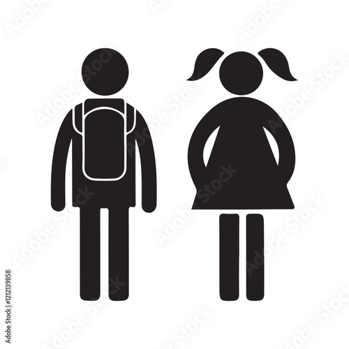 Man girl students classmates pictogram icon silhouette vector.