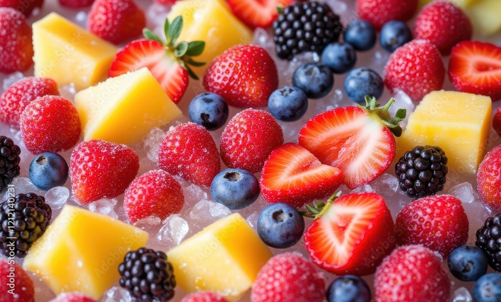 Colorful fruit arrangement on ice Colorful fruit arrangement on ice