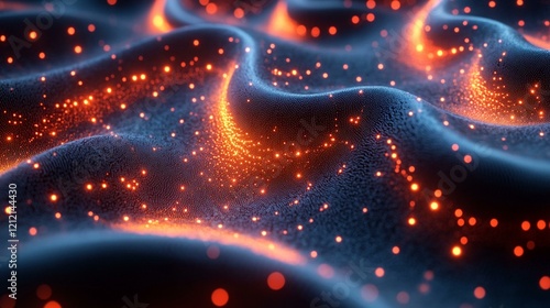 A conceptual image of a nucleotide sequence transforming into a visual data pattern, with base pairs acting as moving lights. 343 photo