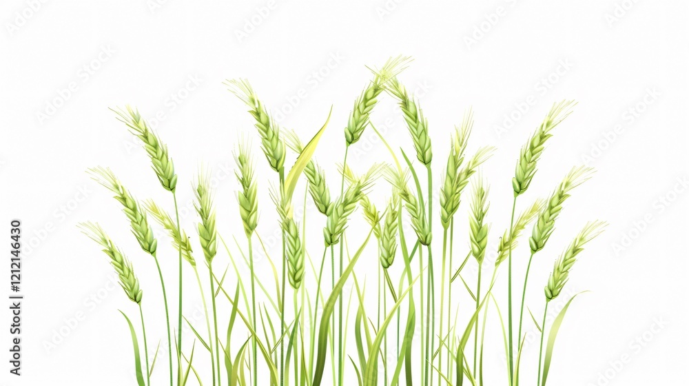 Green Wheat Ear Growing Farm Crop Plant Cartoon Vector Green Wheat Ear Growing Farm Crop Plant Cartoon Vector