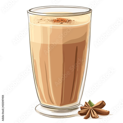 Masala Chai Illustration with Spices