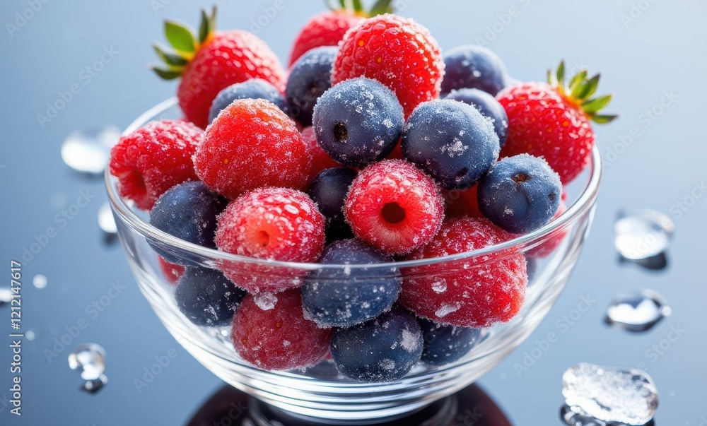 Vibrant mixed berries in glass bowl Vibrant mixed berries in glass bowl