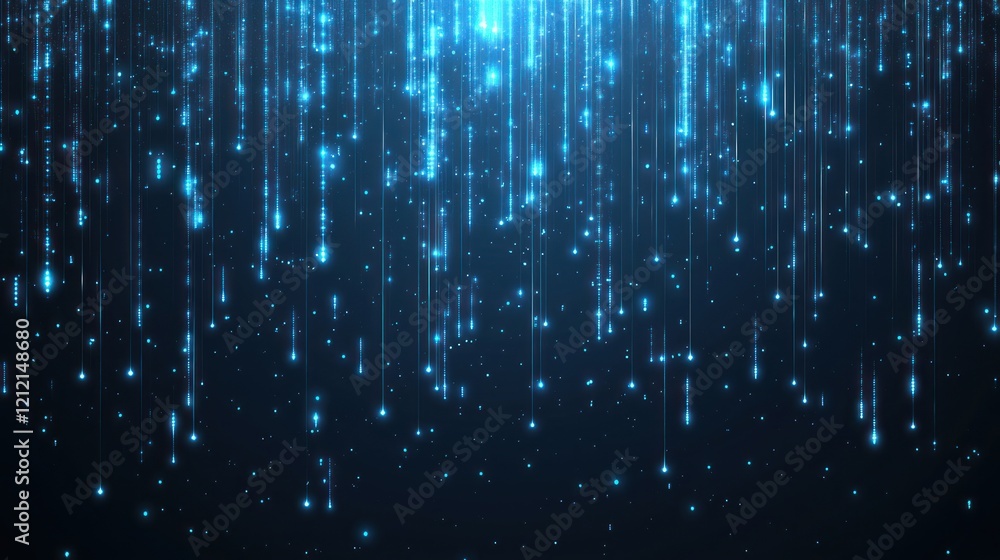 Blue light streaks falling, dark background, digital backdrop, video overlay Blue light streaks falling, dark background, digital backdrop, video overlay
