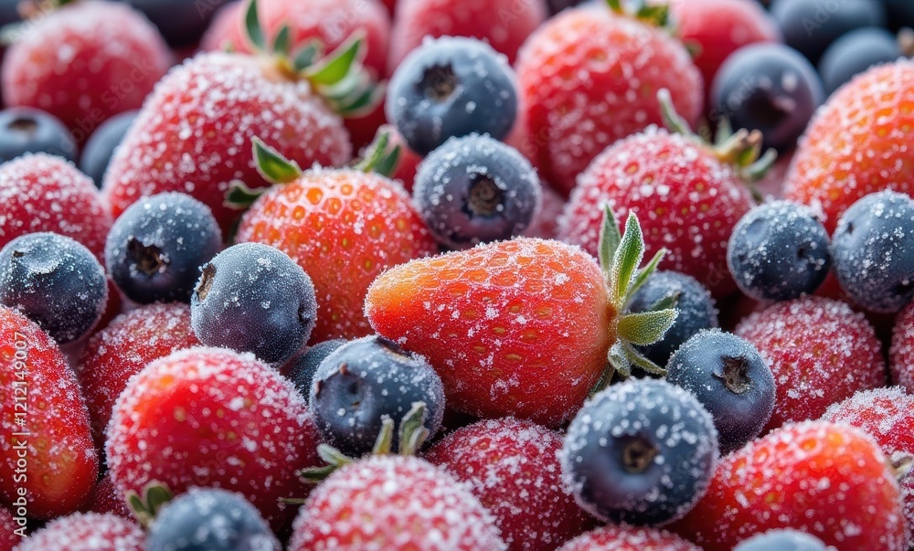 Vibrant mixed berries with a frosty glaze Vibrant mixed berries with a frosty glaze