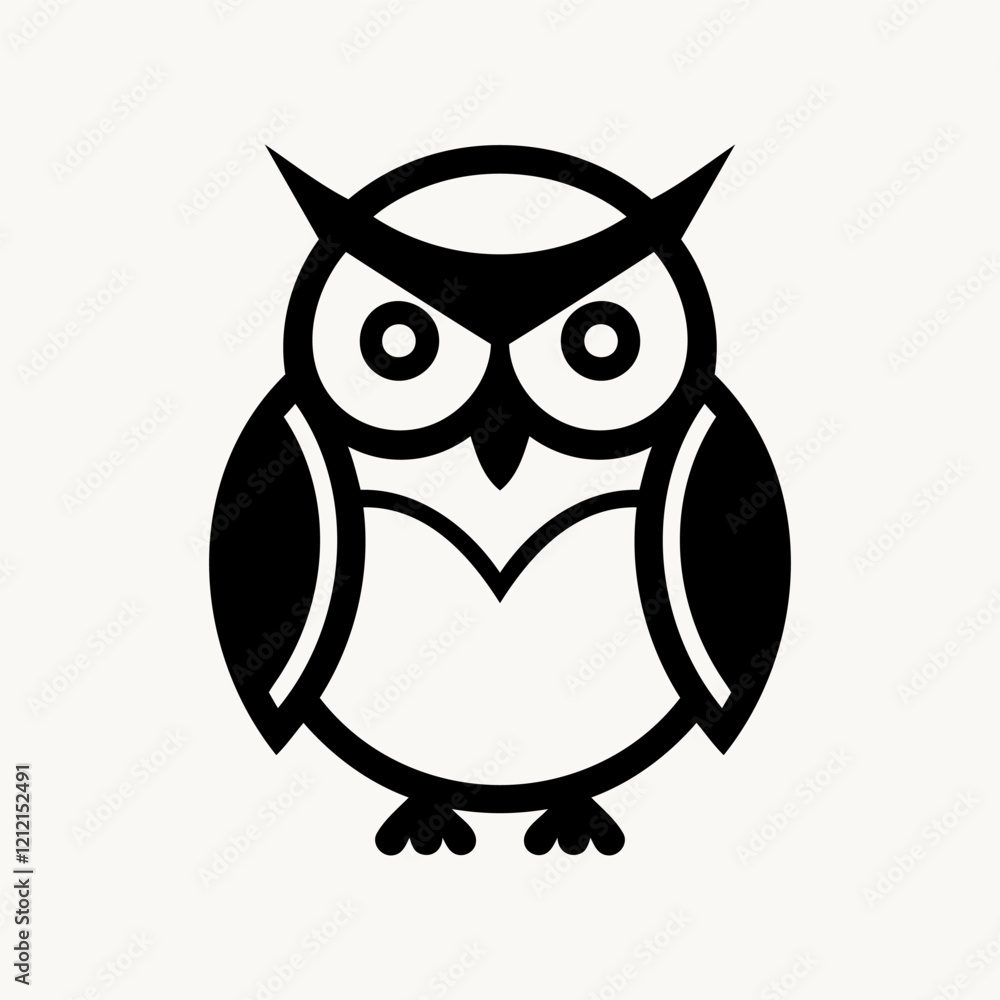 Owl icon. Simple black and white owl icon. Isolated symbol of owl. Vector illustration Owl icon. Simple black and white owl icon. Isolated symbol of owl. Vector illustration