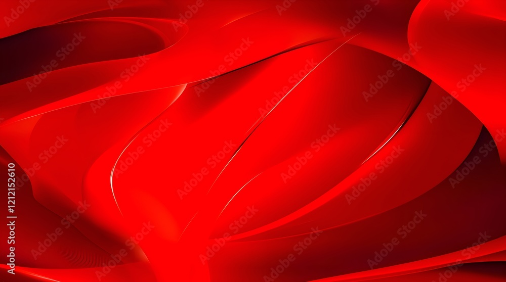 Fototapeta premium Abstract red futuristic technology background with smooth glossy curves and gradients, creating a sense of movement and depth.