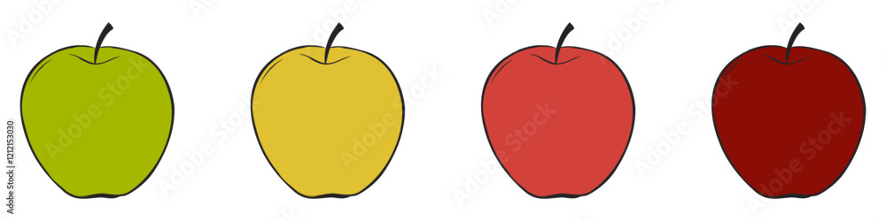 Apple icon. Set of simple multi-colored apples icons. Isolated apple symbol. Vector illustration Apple icon. Set of simple multi-colored apples icons. Isolated apple symbol. Vector illustration