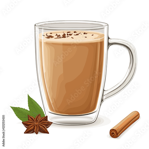 Masala Chai Illustration with Spices