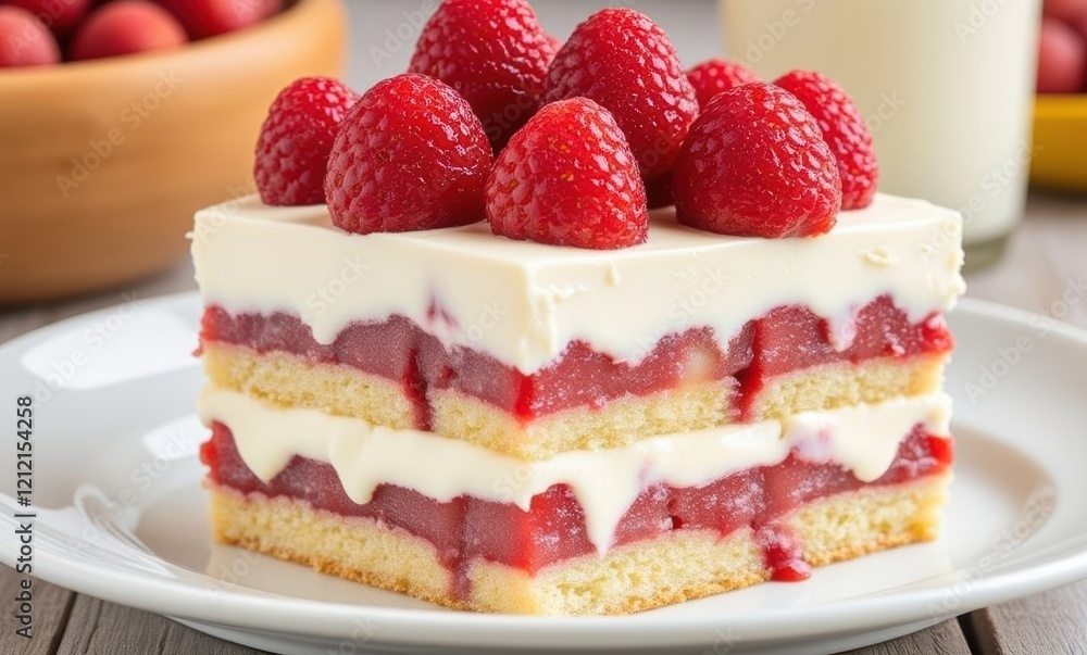 Delicious raspberry dessert on a plate Delicious raspberry dessert on a plate