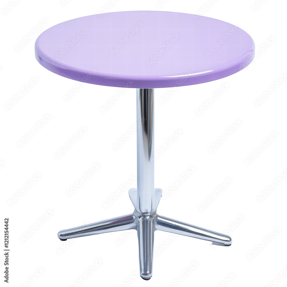 Isolated Lilac Table with Chrome Star Base Isolated Lilac Table with Chrome Star Base