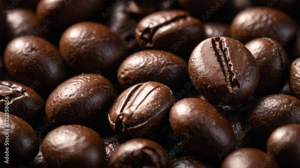 Close-up of roasted coffee beans showcasing their rich texture and color. Close-up of roasted coffee beans showcasing their rich texture and color.